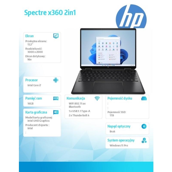 Notebook Spectre x360 2in1 14-ef0124nw W11H/13.5/i7-1255U/1TB/16GB  712L5EA-26758751