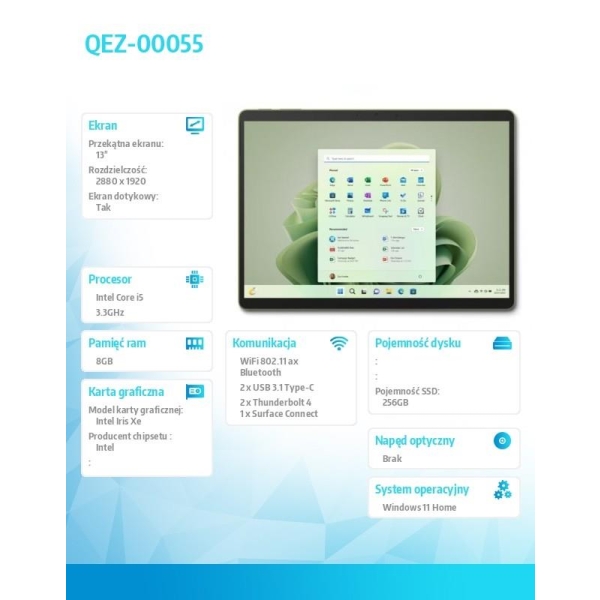 Laptop Surface PRO9 256/i5/8 Forest QEZ-00055 PL-26775961