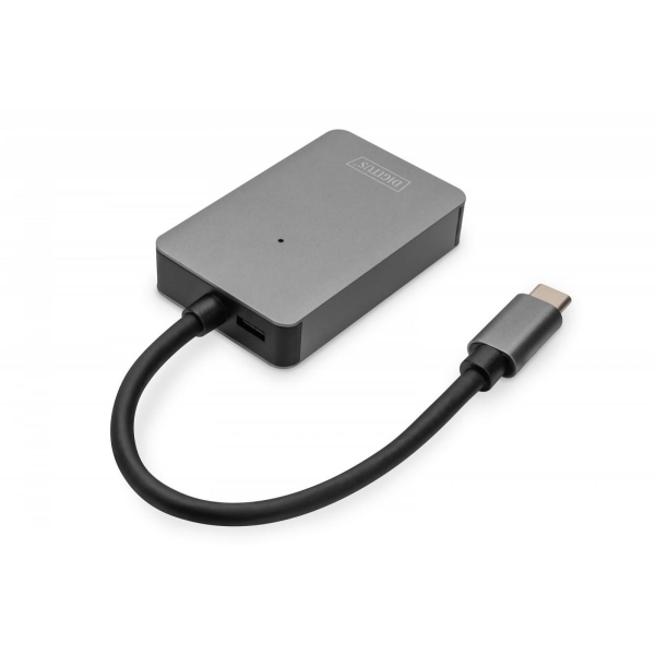 Czytnik kart DIGITUS 2-portowy USB Typ C UHS-II SD4.0 TF4.0 aluminium szary-26802659