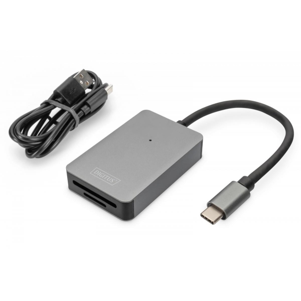 Czytnik kart DIGITUS 2-portowy USB Typ C UHS-II SD4.0 TF4.0 aluminium szary-26802664