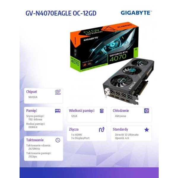 Karta graficzna GeForce RTX 4070 EAGLE OC 12GB GDDR6X 192bit 3DP/HDMI-26811619