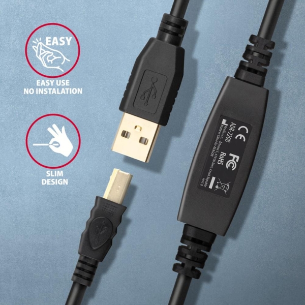 ADR-220B USB 2.0 A-M -> B-M aktywny kabel połączeniowy/wzmacniacz 20m-26813609