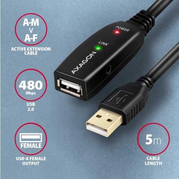 ADR-205 USB 2.0 A-M -> A-F aktywny kabel przedłużacz/wzmacniacz 5m-26813668