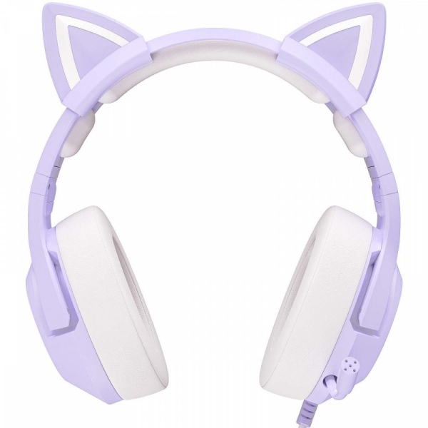 Słuchawki gamingowe Onikuma K9 RGB kocie uszka USB fioletowe (przewodowe)-26817869