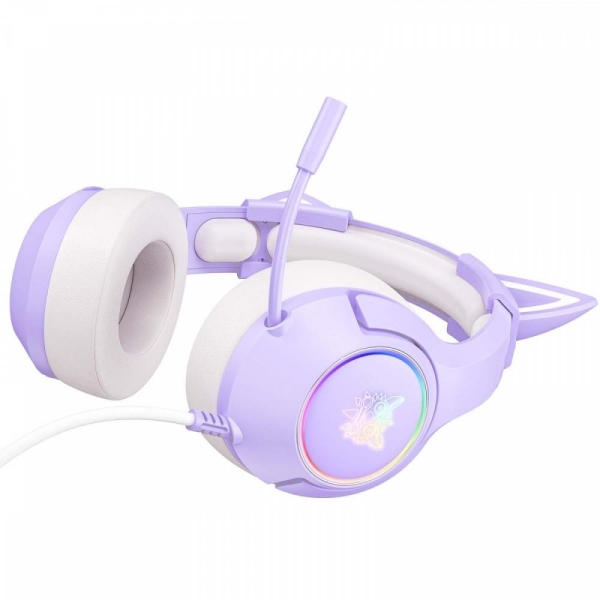 Słuchawki gamingowe Onikuma K9 RGB kocie uszka USB fioletowe (przewodowe)-26817871