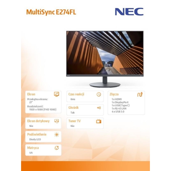 Monitor MultiSync E274FL  27 cali USB-C HDMI czarny-26830693