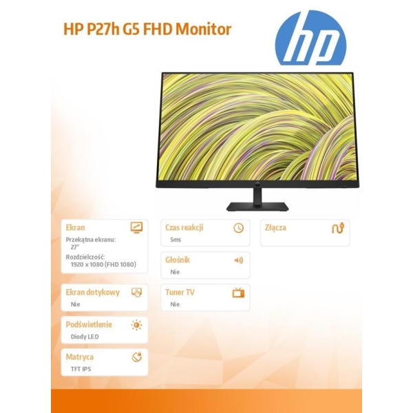 Monitor P27h G5 FHD Height Adjust Monitor   64W41AA-26840404