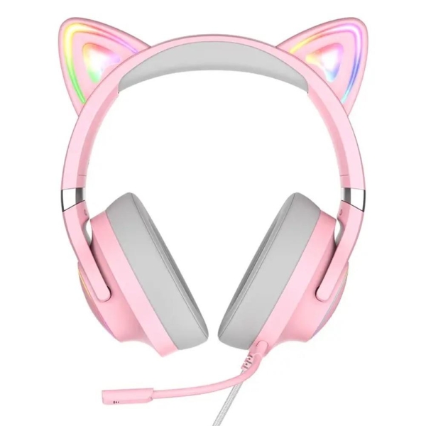 Słuchawki gamingowe X30 kocie uszy różowe (przewodowe)-26848218