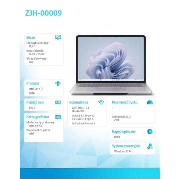 Laptop Studio 2 W11P i7-13800H/64GB/2TB/14.4 cala Z3H-00009-26861686
