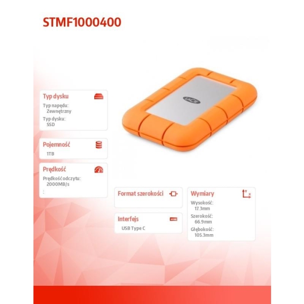 Dysk SSD Mini Rugged 1TB USB 3.2 STMF1000400-26873890