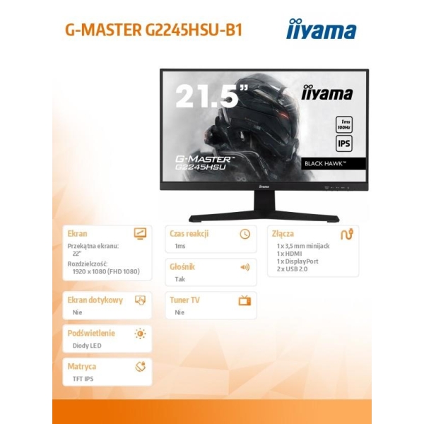 Monitor 22 cale G2245HSU-B1 IPS,FHD,100Hz,1ms,2xUSB,HDMI,DP,2x2W,  FreeSync-26882854