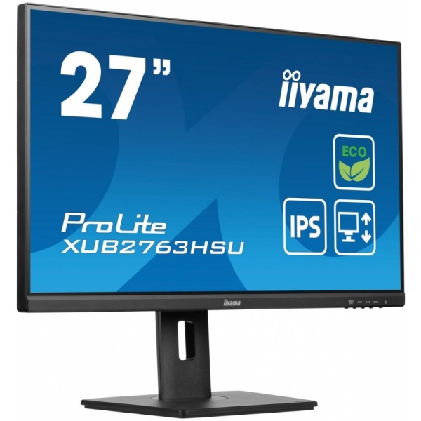 Monitor 27 cali ProLite XUB2763HSU-B1 IPS,100HZ,ECO,3ms,SLIM,HDMI,DP,2x USB3.22x2W,HAS(150mm),TCO,EPEAT-26883115