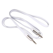 Kabel audio Maclean MCTV-694 W miniJack 3,5mm (M) - miniJack 3,5mm (M), płaski 1m, metalowy wtyk, biały