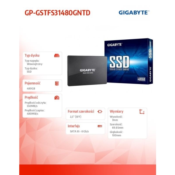Dysk SSD 480GB 2,5 SATA3 550/480MB/s 7mm-27226001