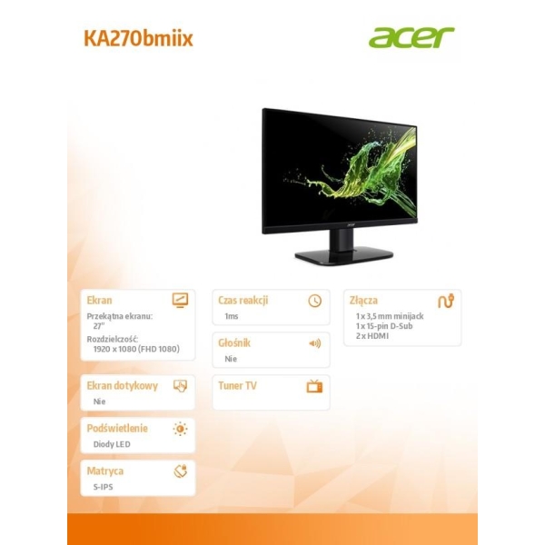 Monitor 27' KA270bmiix 1ms/ 250nits/ VGA/2xHDMI-27226624
