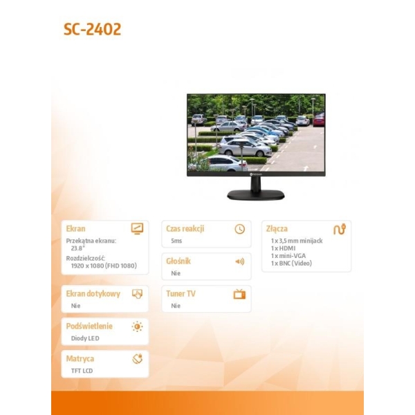 Monitor 23,8 cala SC-2402 czarny IPS FHD VGA HDMI-27226696