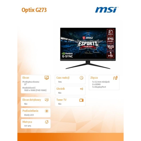 Monitor 27 cali Optix G273 IPS/FHD/165Hz-27226914