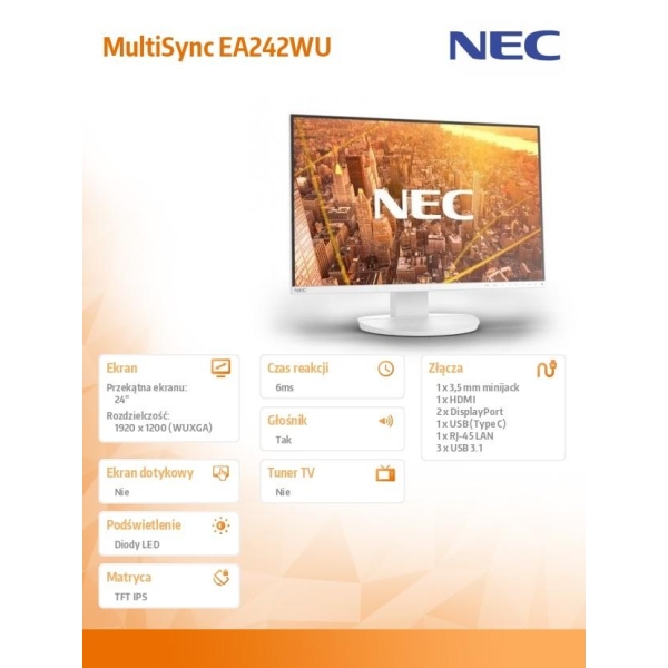 Monitor 24 cale MultiSync EA242WU biały IPS 1920x1200-27227095