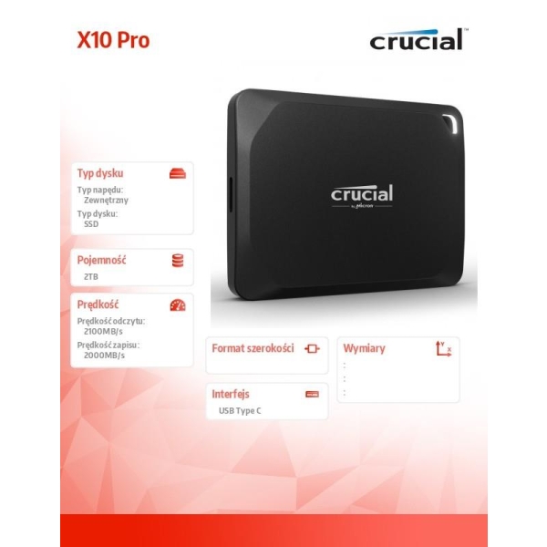 Dysk SSD X10 Pro 2TB USB-C 3.2 Gen2 2x2-27227535