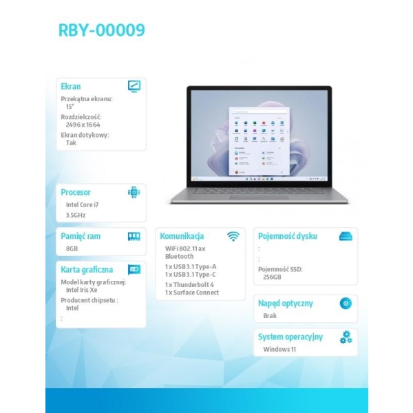 Surface Laptop 5 15/256/i7/8 Platinum RBY-00009 PL-27286548