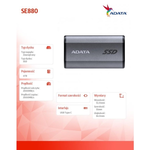 Dysk zewnętrzny SSD SE880 4TB USB3.2A/C Gen2x2-27287048
