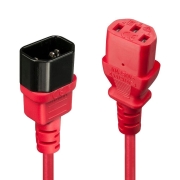 Przedłużacz kabla zasilającego LINDY C14 - C13 1m Red