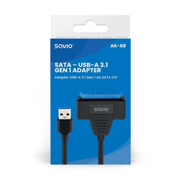 Kabel adapter SAVIO AK-68 USB-A 3.1 Gen 1 (M) - SATA (F) do dysków 2.5