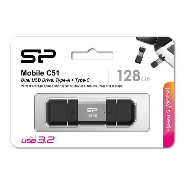 Pendrive Silicon Power Mobile C51 128GB USB-A USB 3.2 Type-C 120MB/s Srebrny-27745229