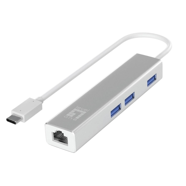 Adapter LevelOne USB-C -> Gbps LAN + koncentrator USB3.0