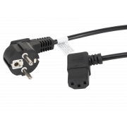 Kabel zasilający Lanberg CEE 7/7 -> IEC 320 C13 kątowy 3m VDE czarny
