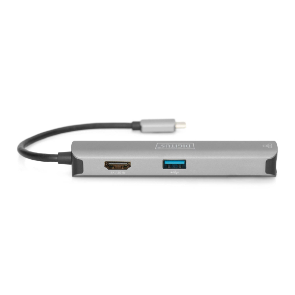 Stacja dokująca DIGITUS USB Typ C 5 portów 4K 30Hz HDMI 3x USB3.0 RJ45 srebrna-7821873