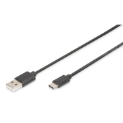 Kabel USB 2.0 DIGITUS HighSpeed Typ USB C/A M/M czarny 1m
