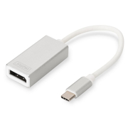 Adapter graficzny DIGITUS DisplayPort 4K 30Hz na USB Typ C, aluminiowy, srebrny, 20cm