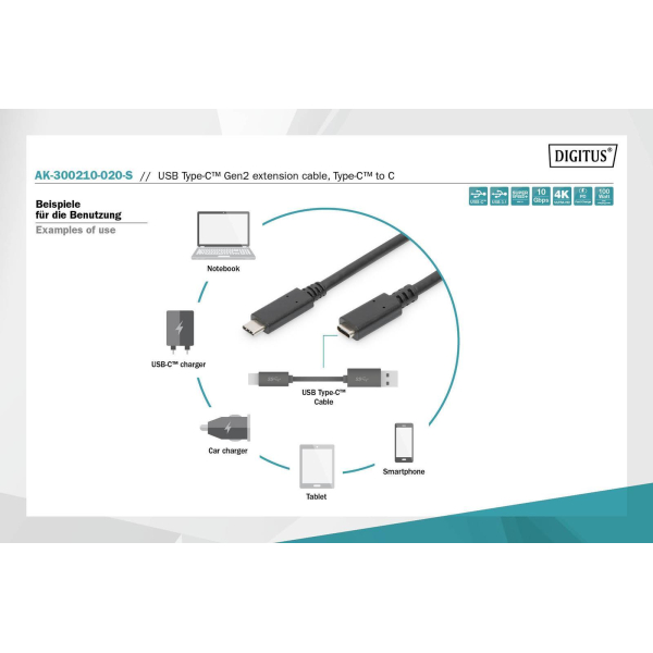 Kabel DIGITUS USB 2.0 HighSpeed Typ USB C/USB C M/Ż PD, czarny, 2,0m-7840699