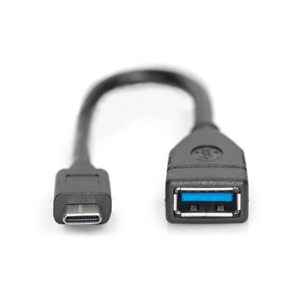 Kabel USB 3.1 Gen 1 DIGITUS SuperSpeed OTG Typ USB C/USB A M/Ż czarny 0,15m