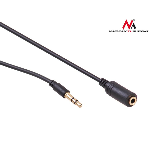 Kabel audio Maclean MCTV-823 miniJack 3,5mm (M) - miniJack 3,5mm (F), 15m, metalowy wtyk, czarny-7843295