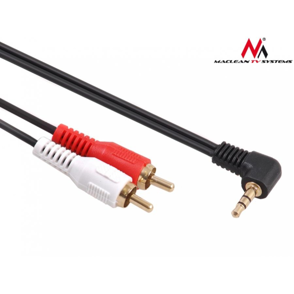 Kabel audio Maclean MCTV-827 kątowy miniJack 3,5mm (M) - 2xRCA (M), 10m, czarny-7843307