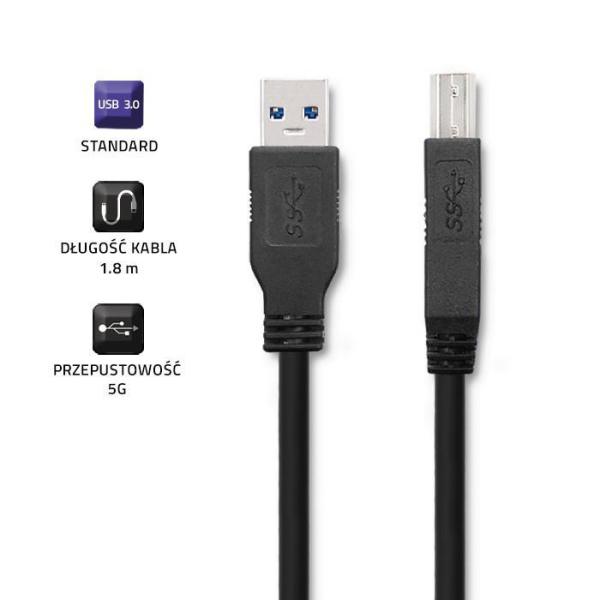 Kabel USB Qoltec 3.0 A męski / USB B męski | do drukarki | 1.8m-7844133