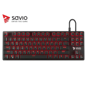 Klawiatura przewodowa SAVIO Tempest RX TKL Outemu RED, Gaming, mechaniczna, aluminiowa, podświetlana