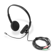 Słuchawki z mikrofonem DIGITUS 2x mini jack 3,5mm, redukcja szumów, kabel 1,95m