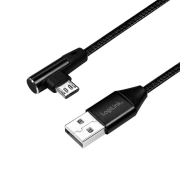 Kabel USB 2.0 LogiLink CU0142 USB A - micro USB B, M/M, kątowy, czarny 1m