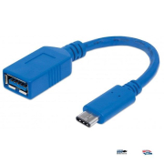 Kabel Manhattan USB 3.1 GEN1 MIC-C/A M/F 0,15m, niebieski