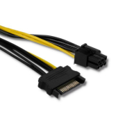 Kabel zasilający SATA Qoltec SATA męski 15 pin / PCI-E 6 pin | 0,15m