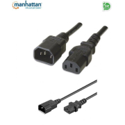 Kabel przedłużający kabla zasilania Manhattan C14 na C13 M/F 1m czarny