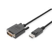 Kabel adapter DIGITUS DisplayPort z zatrzaskiem 1080p 60Hz FHD Typ DP/DVI-D (24+1) M/M 1m