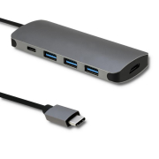 Kabel adapter Qoltec USB 3.1 C / 3x USB 3.0 | USB typ C | HDMI