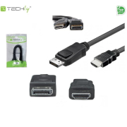 Adapter Techly DSP-H-020 DisplayPort/HDMI M/M, 1,8m, czarny ICOC