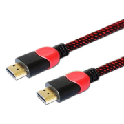 Kabel HDMI v2.0 Savio GCL-01 1,8m, dedykowany do PC, gamingowy, OFC, 4K czerwono-czarny, złote końcówki
