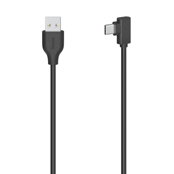 Kabel Hama USB 2.0 kątowy USB Typ-C - USB-A, 0,75m czarny