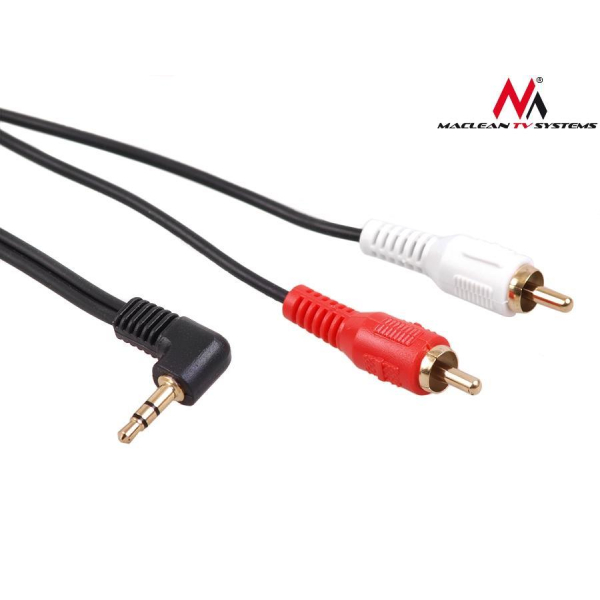 Kabel audio Maclean MCTV-827 kątowy miniJack 3,5mm (M) - 2xRCA (M), 10m, czarny